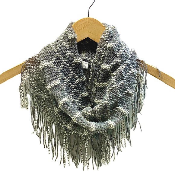 Britts Knits Accessories - Gray & White Infinity Loop Collar Scarf